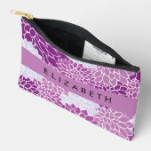 花の模様,紫のダリア,あなたの名前 アクセサリーポーチ (見開き)