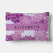 花の模様,紫のダリア,あなたの名前 アクセサリーポーチ (正面)