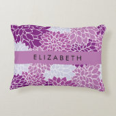 花の模様，紫のダリア，あなたの名前 アクセントクッション (裏面)