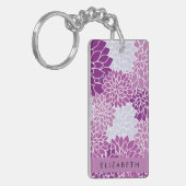 花の模様,紫のダリア,あなたの名前 キーホルダー (正面左)