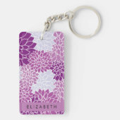 花の模様,紫のダリア,あなたの名前 キーホルダー (裏面)