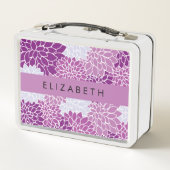 花の模様,紫のダリア,あなたの名前 メタルランチボックス (裏面)