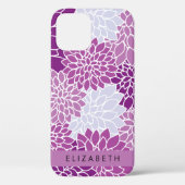 花の模様，紫のダリア，あなたの名前 Case-Mate iPhoneケース (裏面)