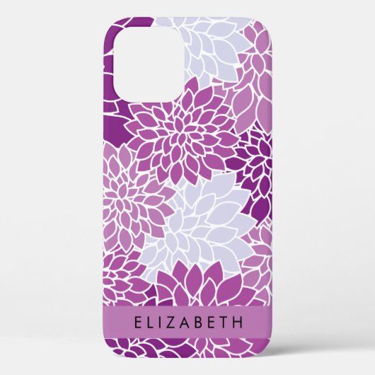 花の模様，紫のダリア，あなたの名前 Case-Mate iPhoneケース (裏面)