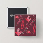 花の模様。 缶バッジ (正面&裏面)