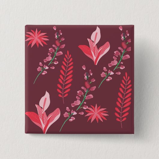 花の模様。 缶バッジ (正面)