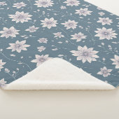 花の模様(背景ティール（緑がかった色）) シェルパブランケット (3/4)