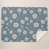 花の模様(背景ティール（緑がかった色）) シェルパブランケット (正面(横))