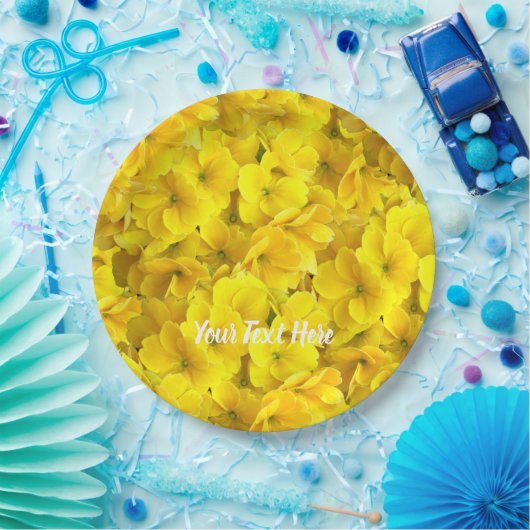 花の模様(黄色) ペーパープレート (パーティー)