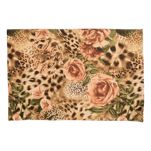 花の模様(Leopard Print) 枕カバー (正面)