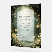 花の歓迎の魔法の森結婚の道 アクリルサイン (傾斜)