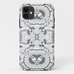 花の正方形の落書き iPhone 11 ケース