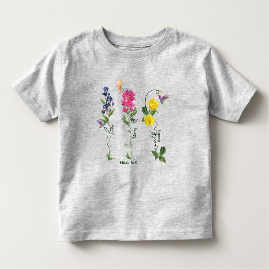 花の正義を持つ鳥慈悲を愛し、イエスを歩く トドラーTシャツ (正面)