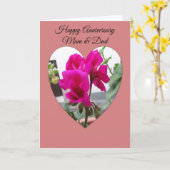 花の母と父のカスタマイズ可能な結婚記念日カード カード (黄色い花)