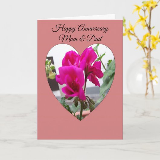 花の母と父のカスタマイズ可能な結婚記念日カード カード (黄色い花)