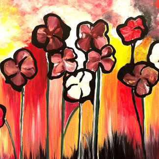 花の母の手絵を描 トートバッグ