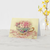 花の母の日のティーカップ カード (黄色い花)