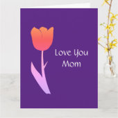 花の母の日2022カスタムテキストかわいいパープル カード (黄色い花)