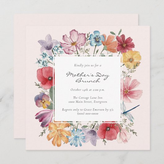 花の母の日 招待状 (正面/裏面)