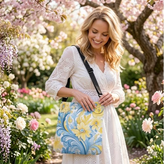 花の民俗芸術パターン クロスボディバッグ