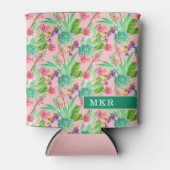 花の水の色の多肉模様 缶クーラー (正面)