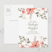 花の水の色エレガント日付の保存 案内ポストカード (正面/裏面)