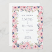 花の水の色フェミニン結婚の 招待状 (正面/裏面)