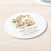 花の水差し お茶の時間 ブライダルシャワー ラウンドペーパーコースター (アングル)