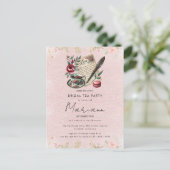 花の水差し ブライダルシャワーティーパーティーの招待状 ポストカード (スタンド正面)