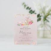 花の水差し ブライダルシャワーティーパーティーの招待状 ポストカード (スタンド正面)