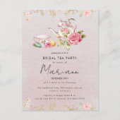 花の水差し ブライダルシャワーティーパーティーの招待状 ポストカード (正面)