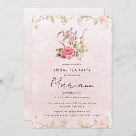 花の水差し ブライダルシャワーティーパーティーの招待状 招待状