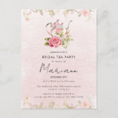 花の水差し ブライダルシャワーティーパーティー招待状 ポストカード (正面)