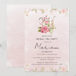 花の水差し ブライダルシャワーティーパーティー招待状 招待状