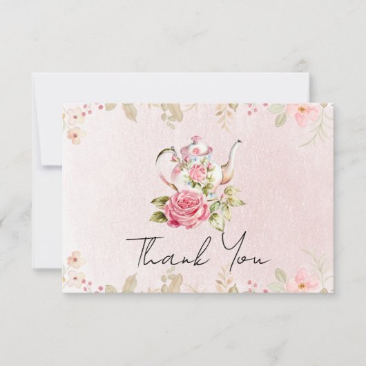 花の水差し ブライダルシャワーティーパーティー 感謝の気持ち サンキューカード (正面)