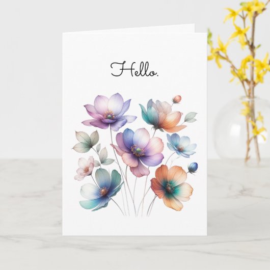 花の水彩イラストレーションかわいらしブーケ カード (黄色い花)