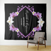 花の水彩ウェディングフォトブースの背景 タペストリー (インサイチュ(横))