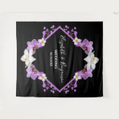 花の水彩ウェディングフォトブースの背景 タペストリー (正面(横))