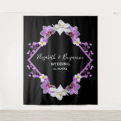 花の水彩ウェディングフォトブースの背景 タペストリー (正面)