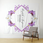 花の水彩ウェディングフォトブースの背景 タペストリー (インサイチュ(横))