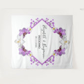 花の水彩ウェディングフォトブースの背景 タペストリー (正面(横))