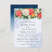 花の水彩ウェディング招待状 エレガントなローズ 招待状 (正面/裏面)