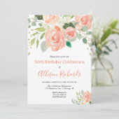 花の水彩エレガントな大人の誕生日パーティー 招待状 (スタンド正面)