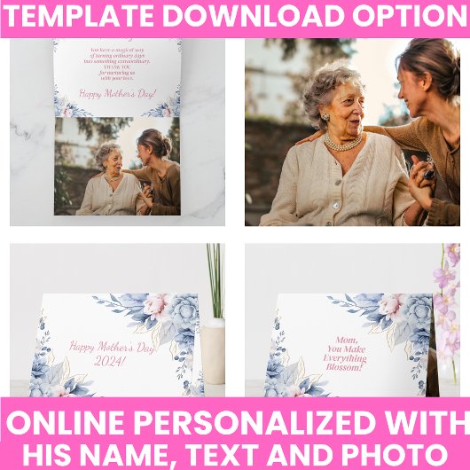 花の水彩エレガントな母の日 カード