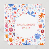 花の水彩オレンジ ブルー 招待状 (正面/裏面)