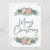 花の水彩クリスマスカード セーブザデート (正面/裏面)