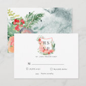 花の水彩クレストの返信カード 出欠カード (正面/裏面)