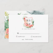 花の水彩クレスト RSVP 返信カード (正面/裏面)