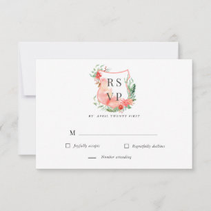 花の水彩クレスト RSVP 返信カード