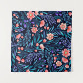 花の水彩シームレスパターン タペストリー (正面(横))